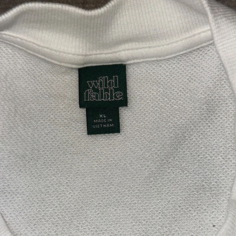 Wild Fable White Cropped Sweatshirt XL I'd Rather Be At The Beach Bikini Graphic - Picture 6 of 8